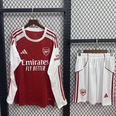 25-26 Kids Arsenal Home Long Sleeve Kits Cheap Football Jersey Wholesale Yupoo