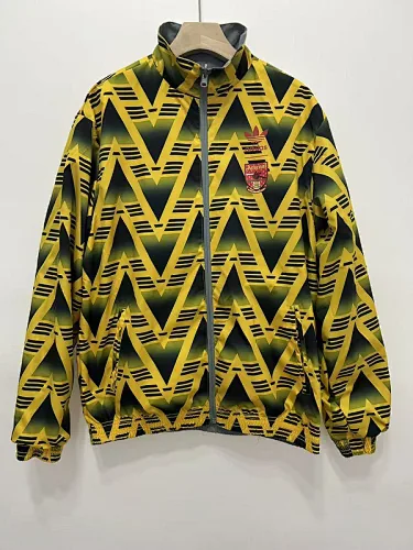 1991 Arsenal Retro Trench Coat Reversible Windbreaker Double-Sides Jacket