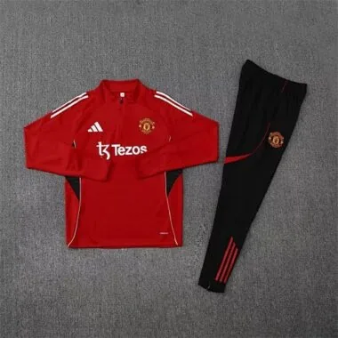 25-26 Divise da allenamento rosse del Manchester United, tute lunghe, maglie da calcio economiche, vendita all'ingrosso su Yupoo