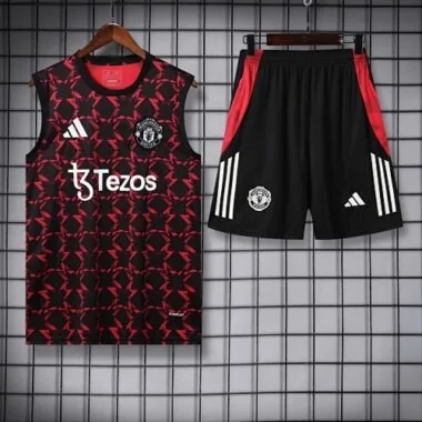 25-26 Manchester United Red Training Kits Vest Suits Cheap Football Jersey Wholesale Yupoo
