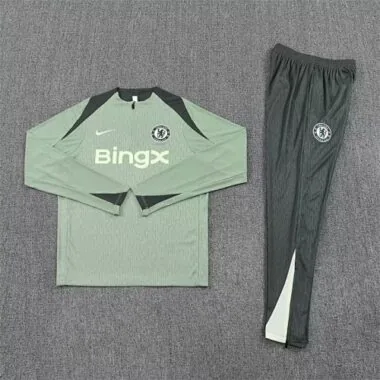 25-26 Chelsea Light Green Training Kits Long Football Tracksuits Cheap Jersey Wholesale Yupoo