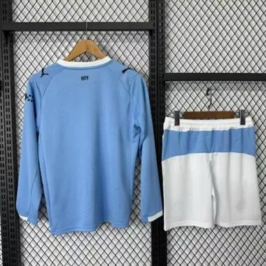 25-26 Kids Manchester City Home Long Sleeve Kit Cheap Football Jersey Wholesale Yupoo