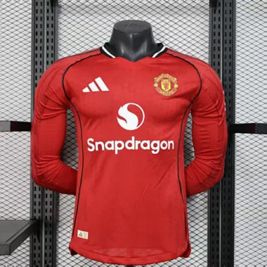 25-26 Player Manchester United Home Long Sleeve Kit S-3XL Cheap Football Jersey Wholesale Yupoo