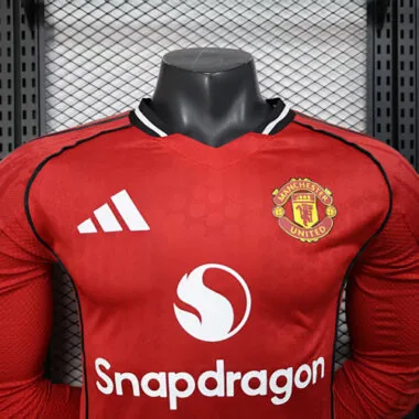 25-26 Player Manchester United Home Long Sleeve Kit S-3XL Cheap Football Jersey Wholesale Yupoo