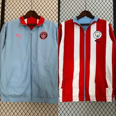 23-24 Manchester City Reversible Windbreaker Red&Blue Double-Sides Jacket Soccer Jersey