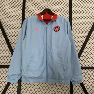 23-24 Manchester City Reversible Windbreaker Red&Blue Double-Sides Jacket Soccer Jersey
