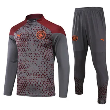 23-24 Manchester City Long Sleeve Kits Gray Training Suits