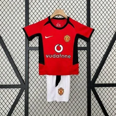 02-04 Manchester United Home Retro Kid Kits Youth Apparels