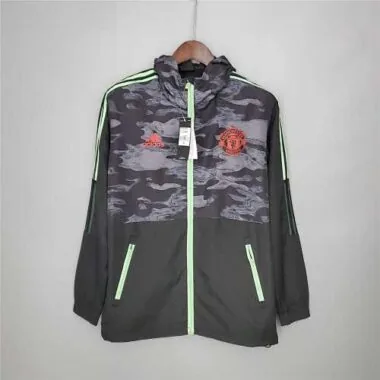 21-22 Manchester United Black and Grey Camouflage Windbreaker