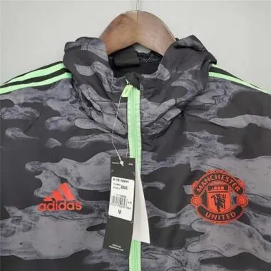 2021/22 Manchester United Black and Grey Camouflage Windbreaker