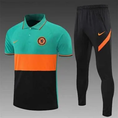 Polo Chelsea verde y naranja