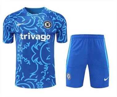 22-23 Chelsea trainingspak met korte mouwen, blauw camouflagepatroon
