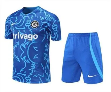 22-23 Chelsea trainingspak met korte mouwen, blauw camouflagepatroon