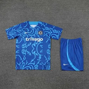 22-23 Chelsea trainingspak met korte mouwen, blauw camouflagepatroon