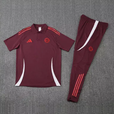 25-26 Bayern Munich Red POLO Training Kits Football Tracksuits Cheap Football Jersey Wholesale Yupoo