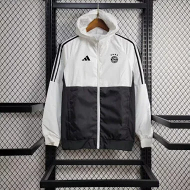 23-24 Bayern White and Black Windbreaker Jacket