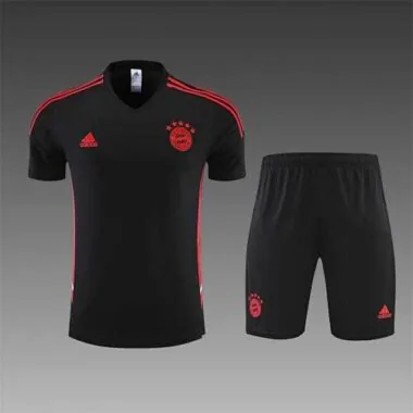 22-23 Bayern Munich training suit short sleeve kit red black