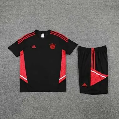 22-23 Bayern Munich training suit short sleeve kit red black