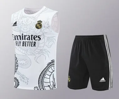 24-25 Real Madrid Dragon White Training Vest Kits(Top+Shorts)