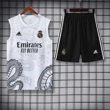 24-25 Real Madrid Dragon White Training Vest Kits(Top+Shorts)