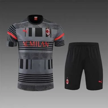 22-23 AC Milan Training Suit Short Sleeve Kit Grey