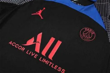 22-23 PSG trainingspak met korte mouwen, zwart-blauw
