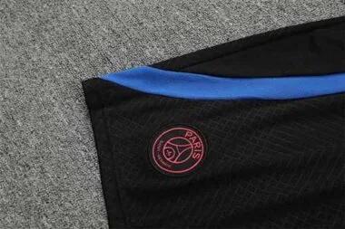 22-23 PSG trainingspak met korte mouwen, zwart-blauw