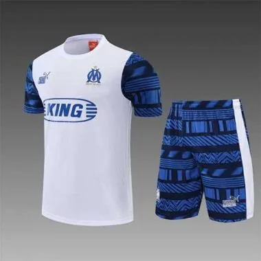 2022/23 Marseille training suit short sleeve kit white blue