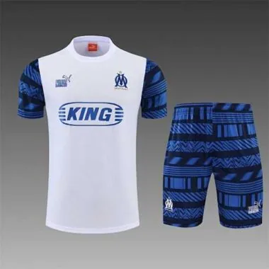 2022/23 Marseille training suit short sleeve kit white blue