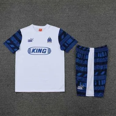 2022/23 Marseille training suit short sleeve kit white blue