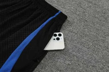 22-23 Barcelona Training Suit Short Sleeve Kit Black Grey