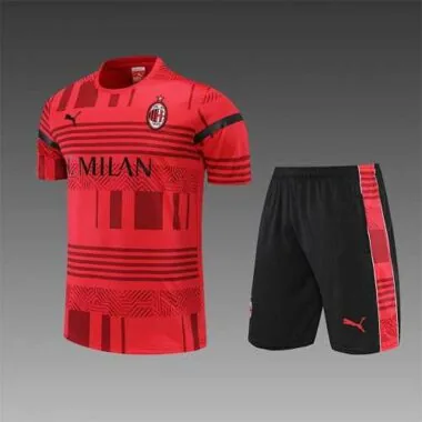 22-23 AC Milan Training Suit Short Sleeve Kit Red