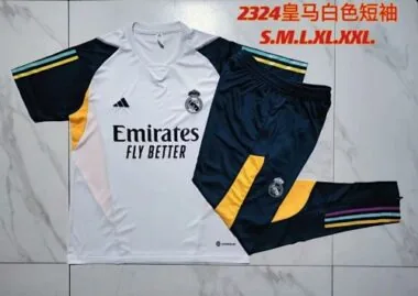 23-24 Real Madrid Short Sleeve Kits White Training Suits