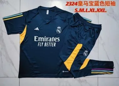23-24 Real Madrid Short Sleeve Kits Navy Training Suits
