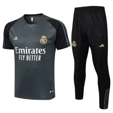 2023/24 Real Madrid Grey Tracksuit Short Sleeve Training Suits