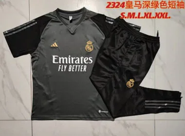 2023/24 Real Madrid Grey Tracksuit Short Sleeve Training Suits