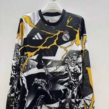 25-26 Real Madrid Pre-Match Marvel Long Sleeve Kit Cheap Football Jersey Wholesale Yupoo