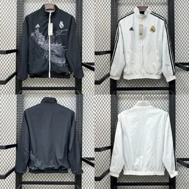 25-26 Real Madrid Trench Coat Reversible Windbreaker Double-Sides Jacket