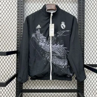 25-26 Real Madrid Trench Coat Reversible Windbreaker Double-Sides Jacket