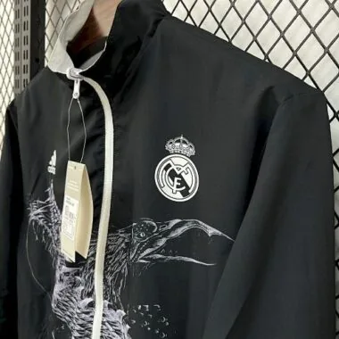 25-26 Real Madrid Trench Coat Reversible Windbreaker Double-Sides Jacket