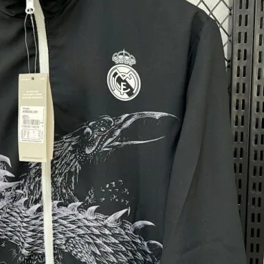 25-26 Real Madrid Trench Coat Reversible Windbreaker Double-Sides Jacket