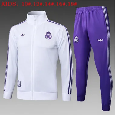 25-26 Kids Real Madrid Training Kits Jacket Tracksuits Cheap Football Jersey Wholesale Yupoo