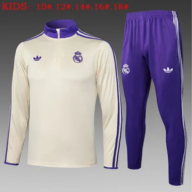 25-26 Kids Real Madrid Training Kits Sweatshirt Tracksuits Cheap Football Jersey Wholesale Yupoo