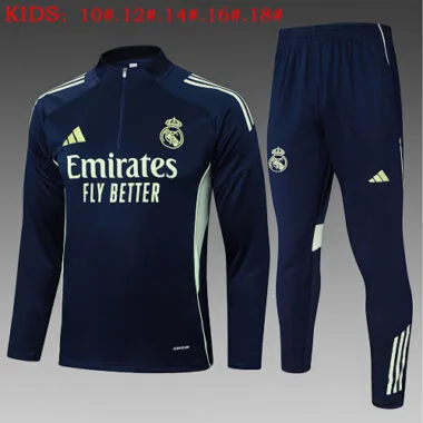 25-26 Kids Real Madrid Training Kits Sweatshirt Tracksuits Cheap Football Jersey Wholesale Yupoo