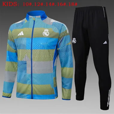 25-26 Kids Real Madrid Training Kits Jacket Tracksuits Cheap Football Jersey Wholesale Yupoo