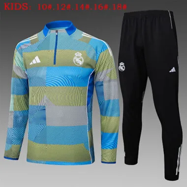 25-26 Kids Real Madrid Training Kits Sweatshirt Tracksuits Cheap Football Jersey Wholesale Yupoo