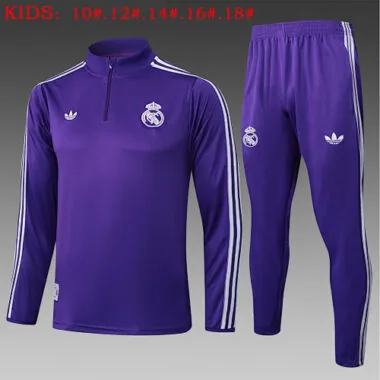 25-26 Kids Real Madrid Training Kits Sweatshirt Tracksuits Cheap Football Jersey Wholesale Yupoo