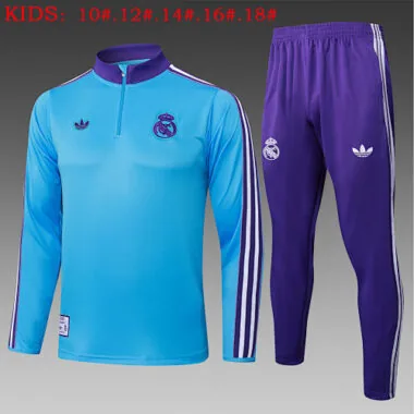 25-26 Kids Real Madrid Training Kits Sweatshirt Tracksuits Cheap Football Jersey Wholesale Yupoo