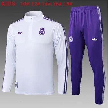 25-26 Kids Real Madrid Training Kits Sweatshirt Tracksuits Cheap Football Jersey Wholesale Yupoo
