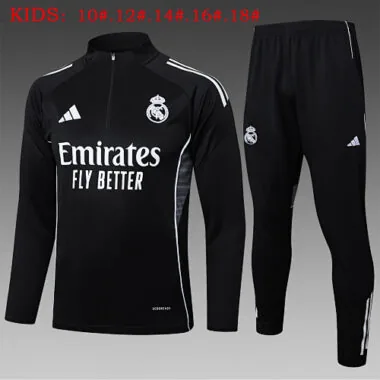 25-26 Kids Real Madrid Training Kits Sweatshirt Tracksuits Cheap Football Jersey Wholesale Yupoo